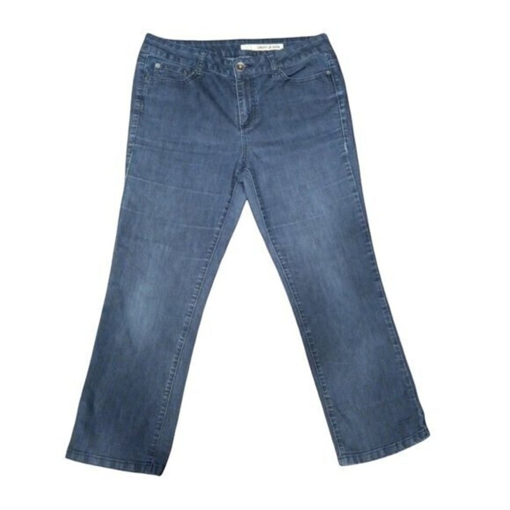 - DKNY Straight Dark Wash Mid Rise Jeans Size 10